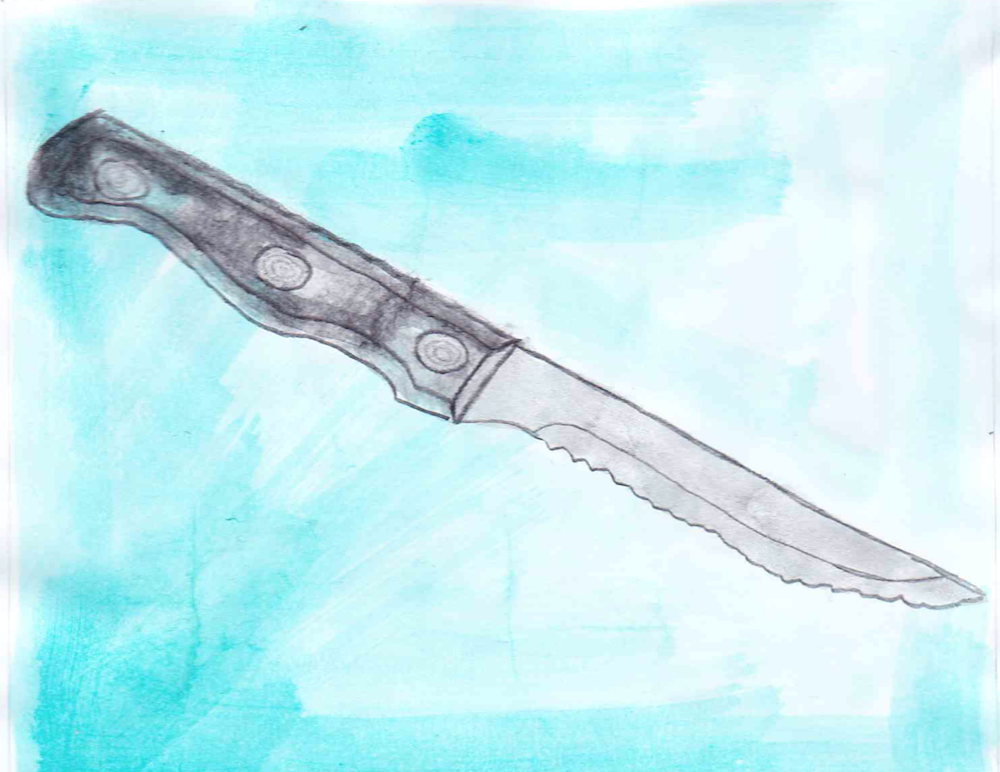 Knife blue background